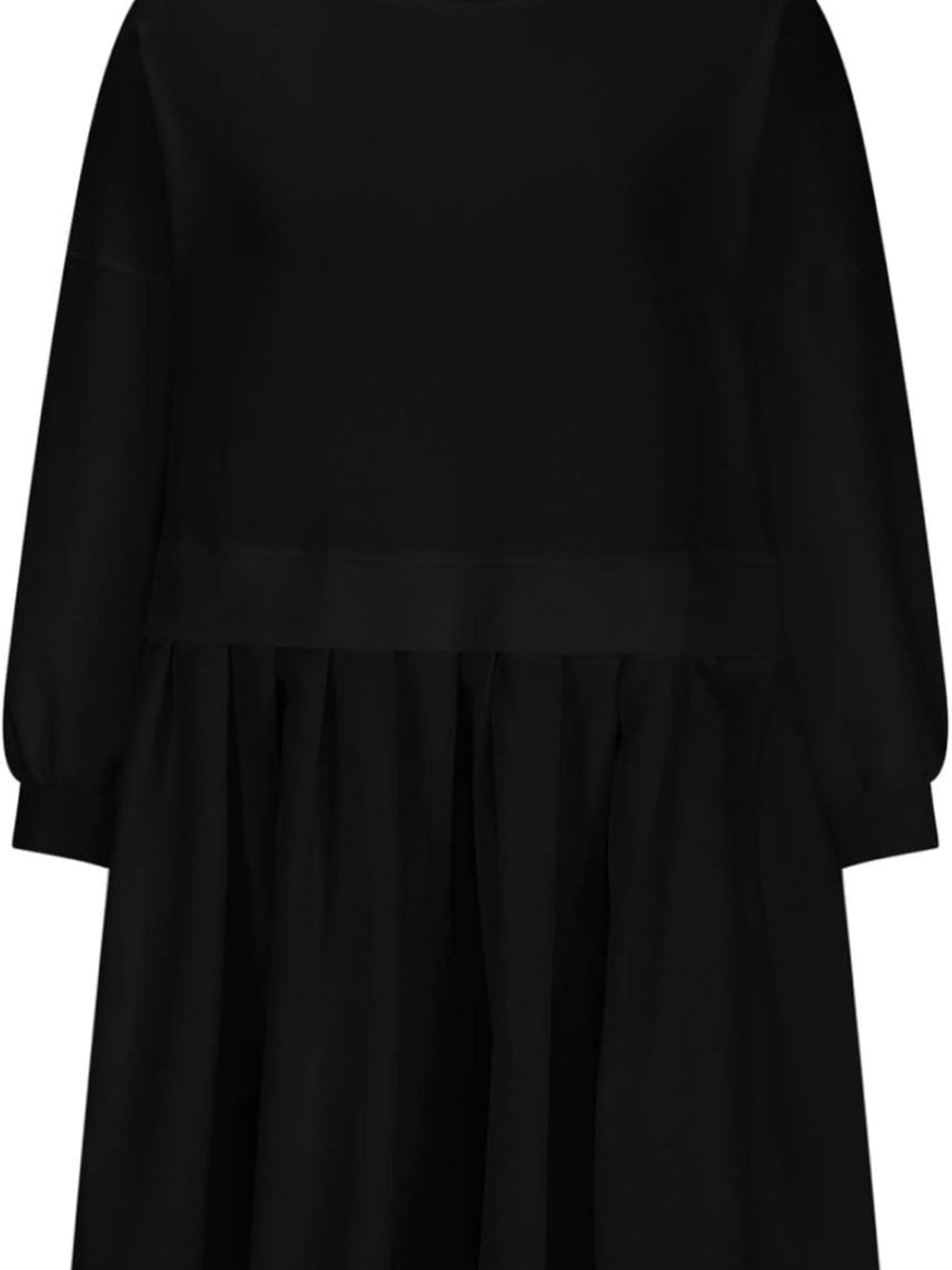 Black Balloon-Sleeve Drop-Waist Long Dress - Brand Unspecified